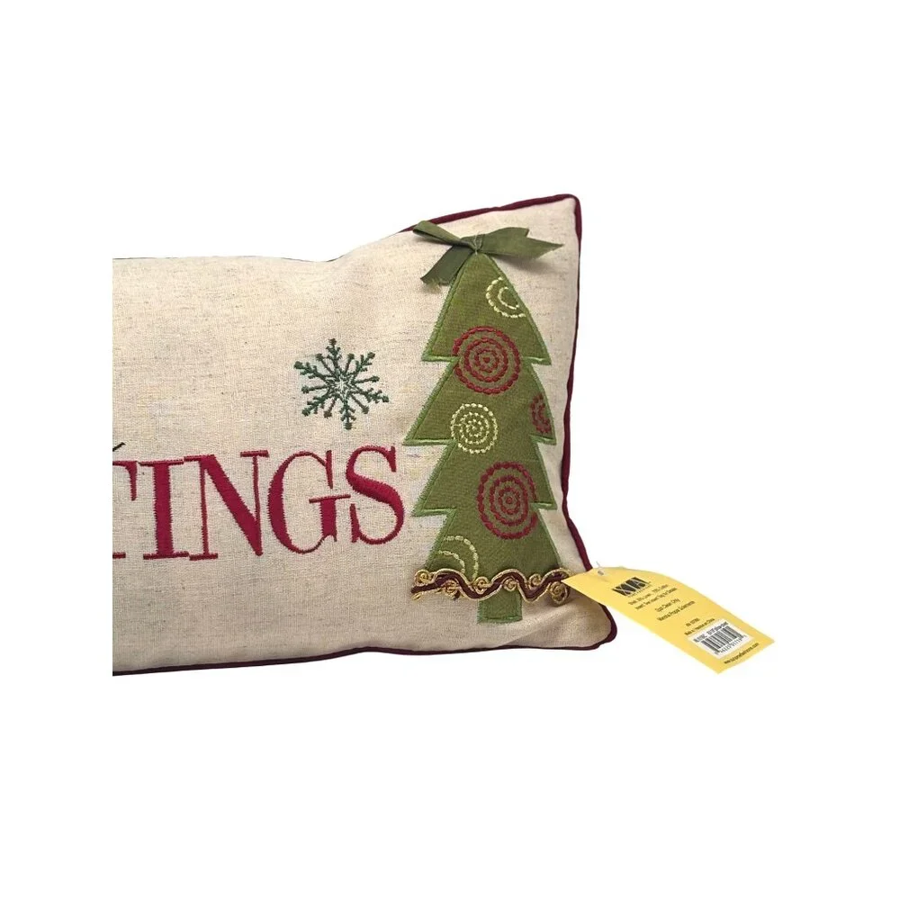 XIA Home Fashions Holiday Greetings 8 x 18 Feather Accent Pillow